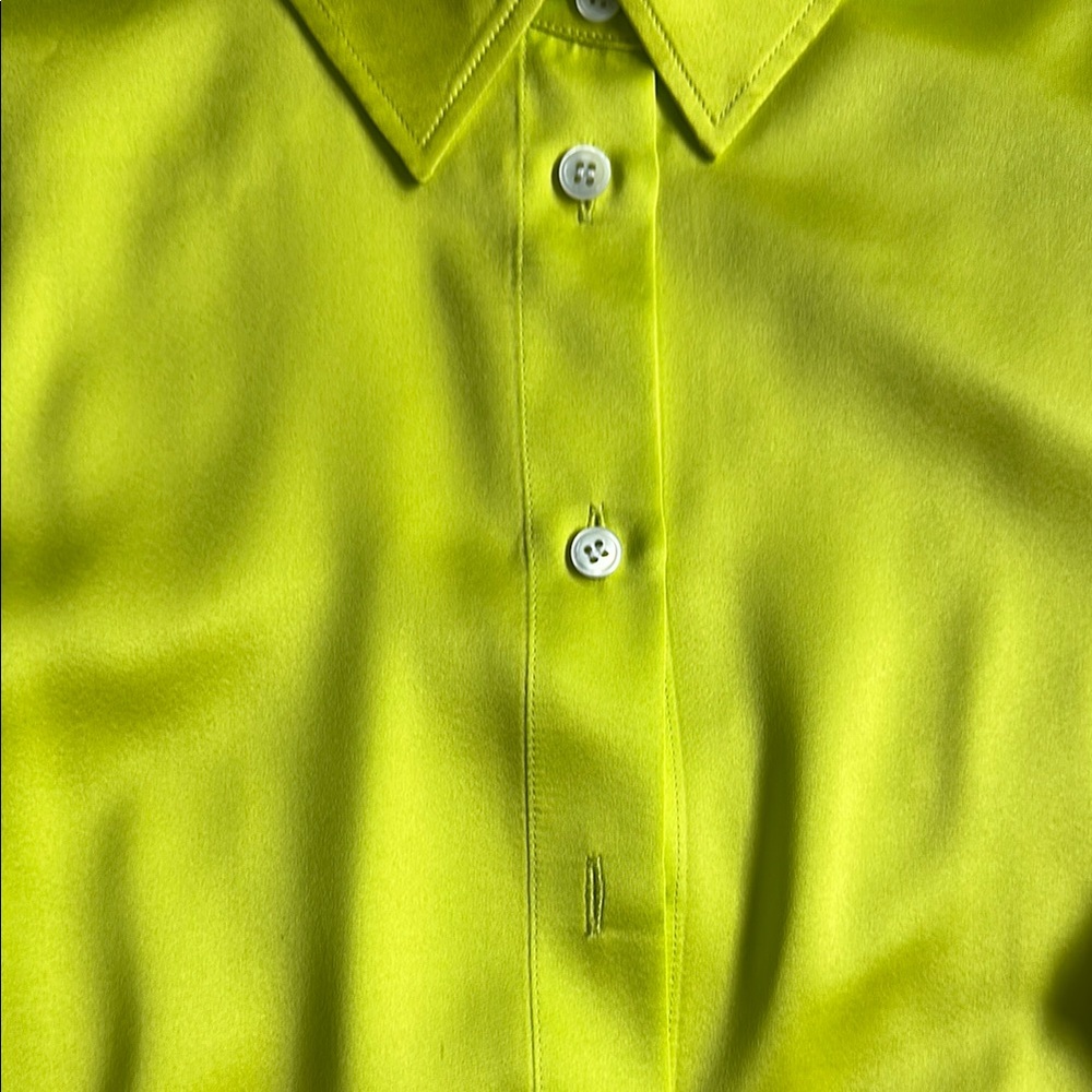 Frame Denim Yellow Green Fitted Polo Button Down - Picture 2 of 6